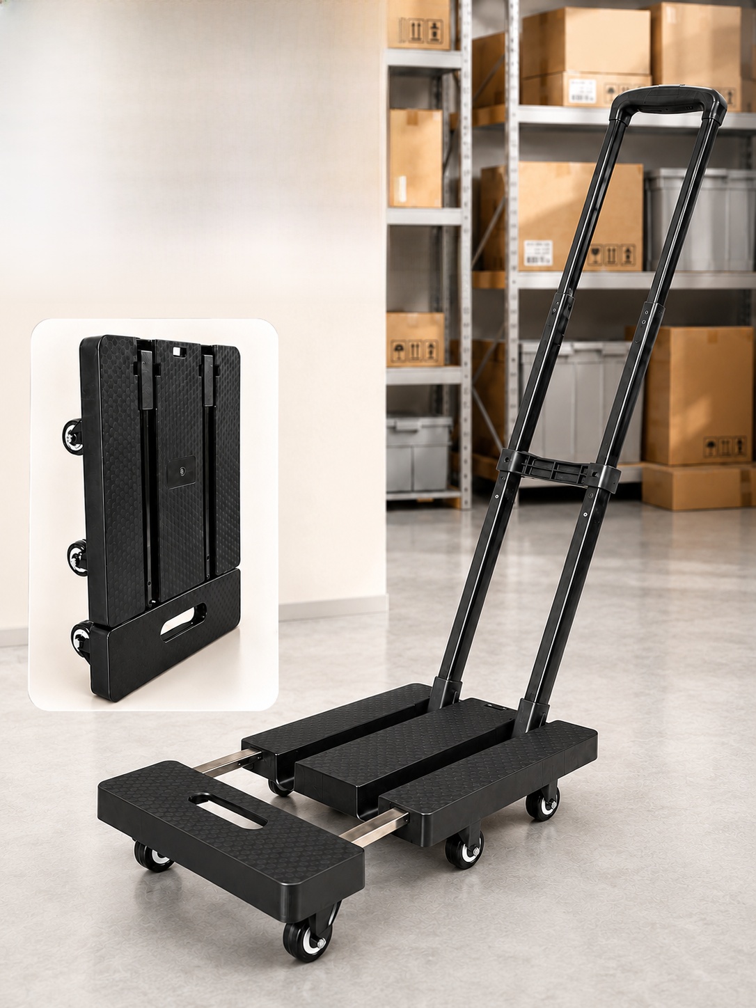 Pull Cart Fold - Six-Wheel Folding Hand-Pulled Shopping Cart Portable