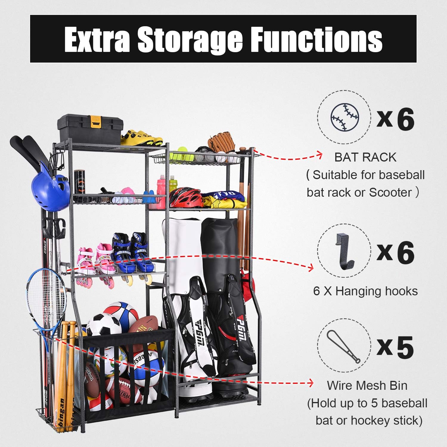Garage Sports Equipment Storag - Golf Equipment Organizer For Garage 评论和价格