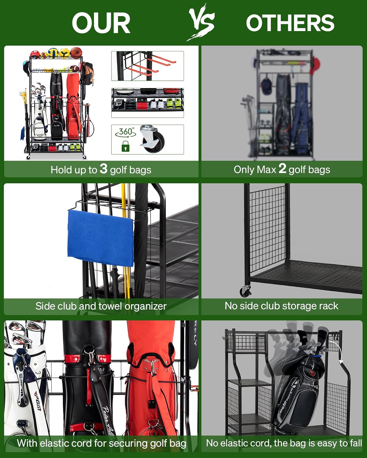 Golf Bag Storage Organizer Rac - Golf Equipment Organizer For Garage 评论和价格