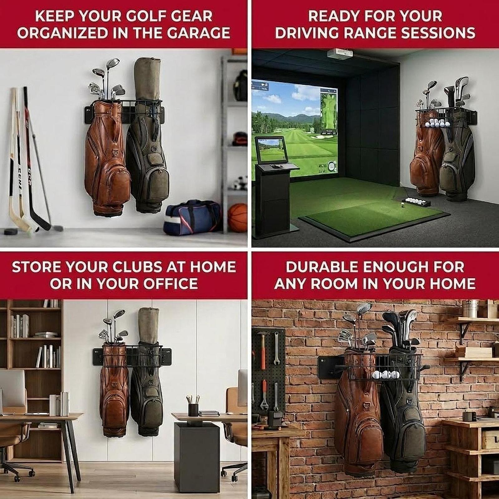 Golf Bag Storage Rack Double H - Golf Equipment Garage Storage 评论和价格