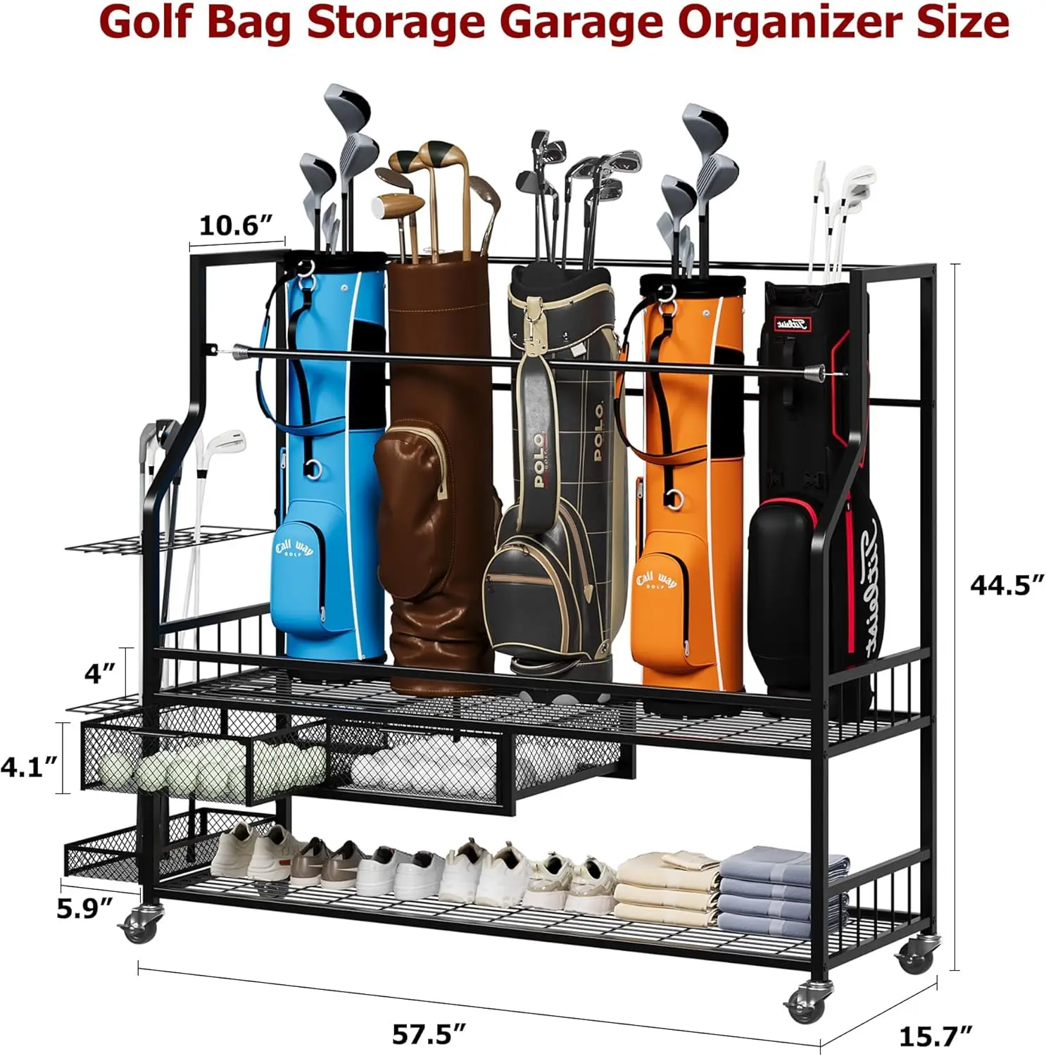 Multifunctional Rolling Golf B - Golf Equipment Organizer For Garage 评论和价格